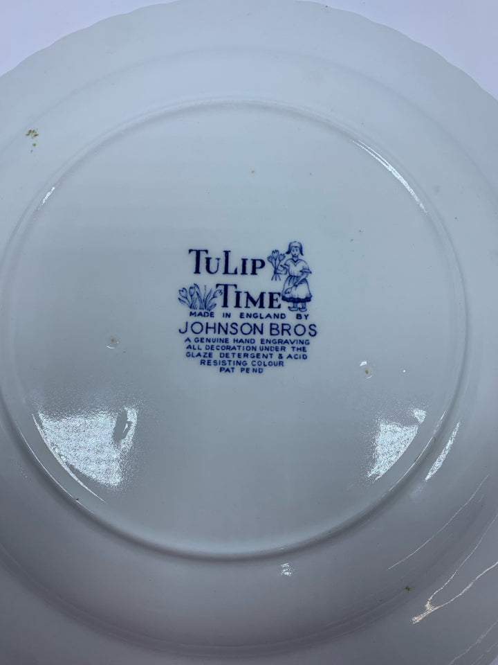 VTG TULIP TIME DECORATIVE BLUE PLATTER.