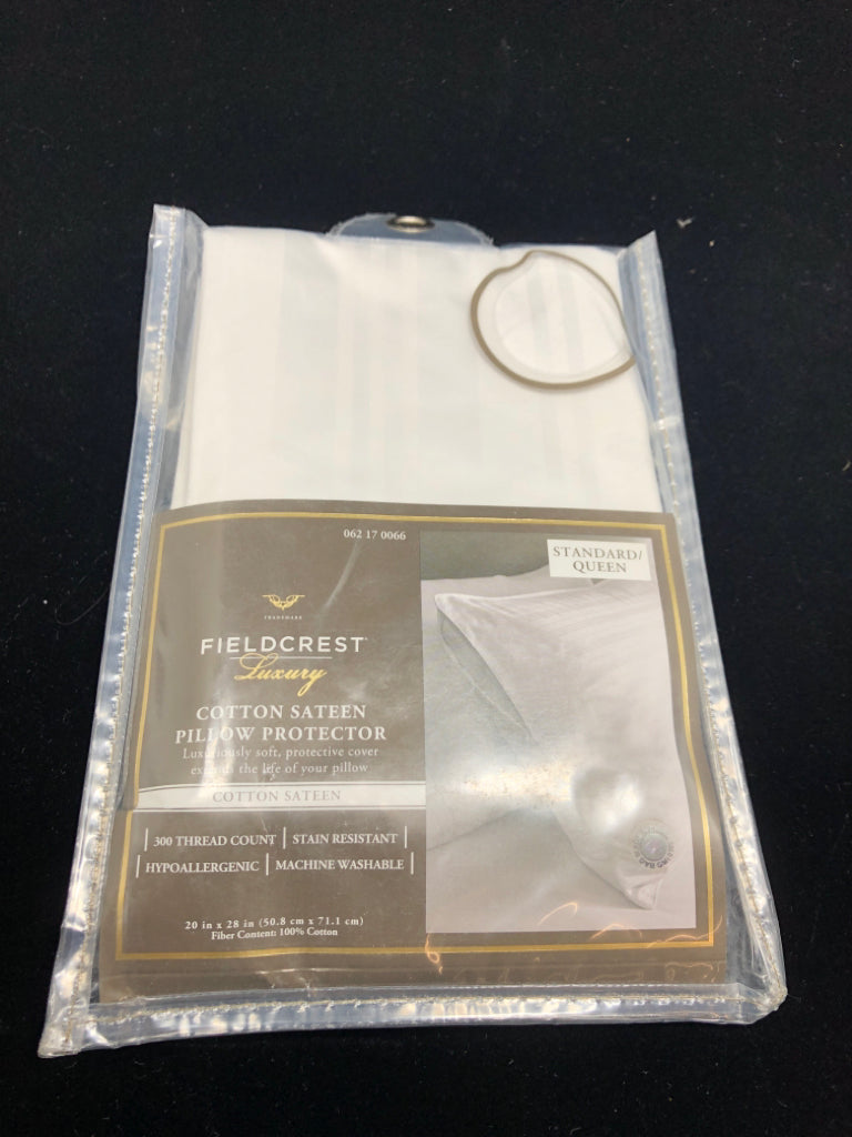 NIP COTTON SATEEN PILLOW PROTECTOR STANDARD/QUEEN