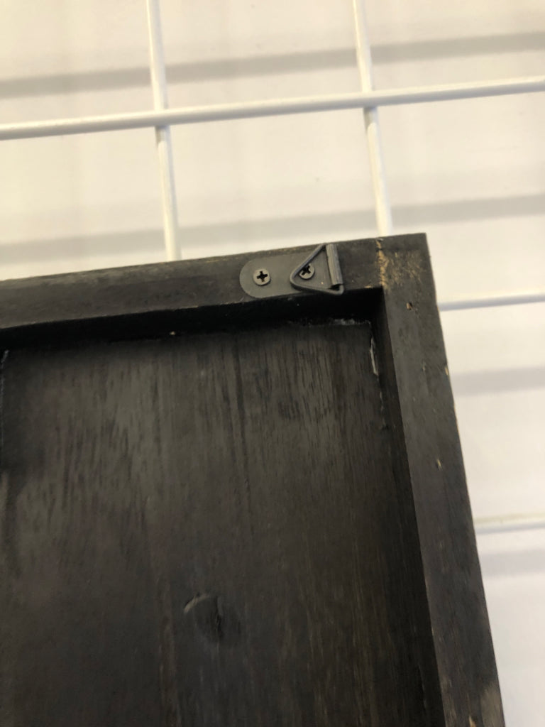 3PC BLACK WOOD WALL PANELS W/CARVED DESIGN.