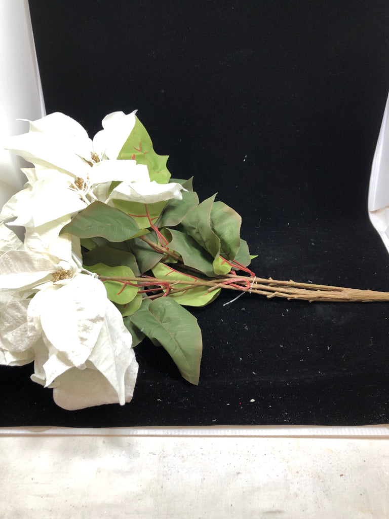 FAUX WHITE POINSETTIA BOUQUET.
