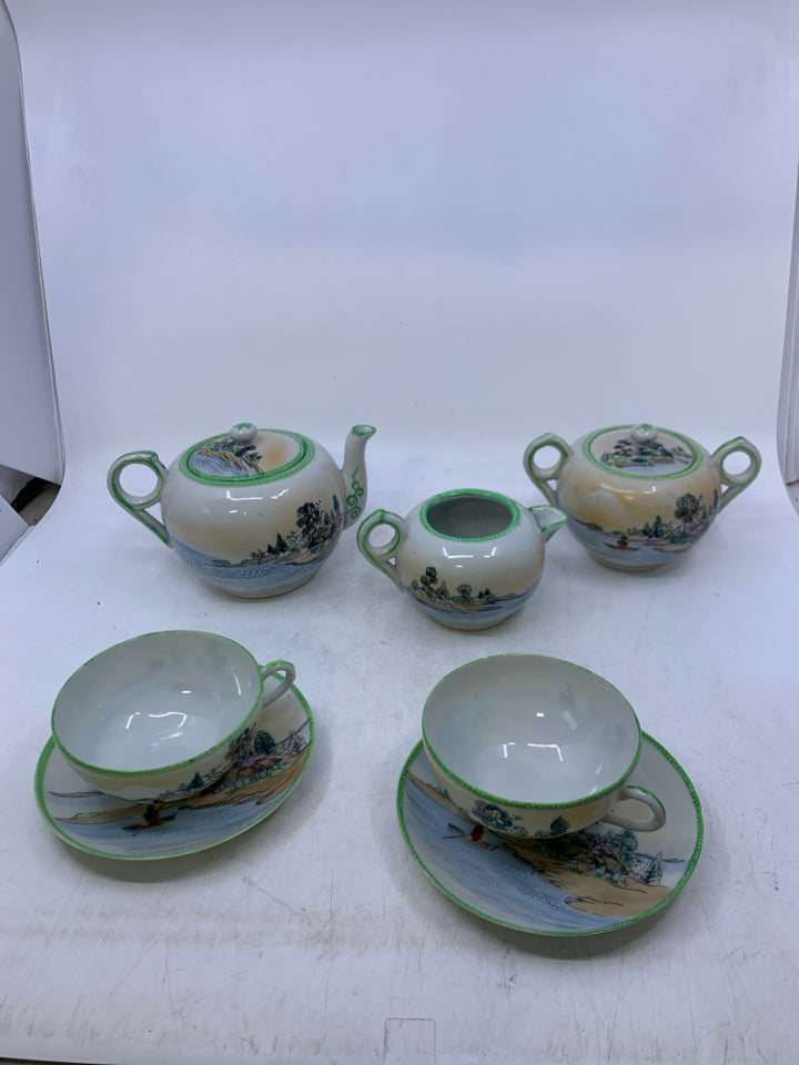 VTG 7 PC SVC 2 GREEN/WHITE ASIAN STYLE.
