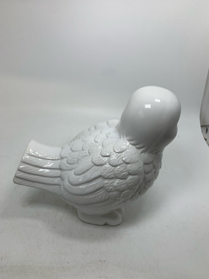 STANDING CERAMIC TEXTURED CHICKADEE.