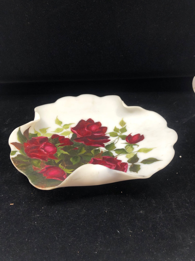 VTG ROSE FROSTED PLATE.