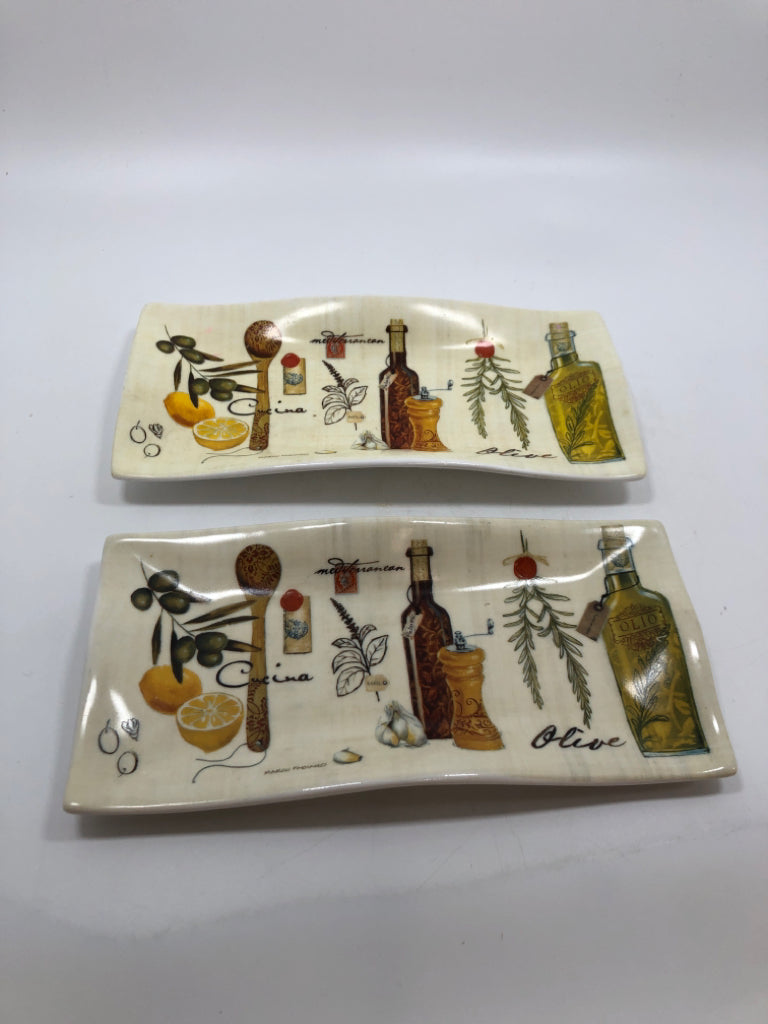 2 OLIVE OIL CERAMIC PLATES.