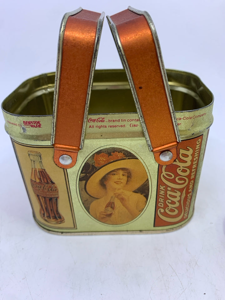 VTG COCA-COLA TIN W/HANDLES.