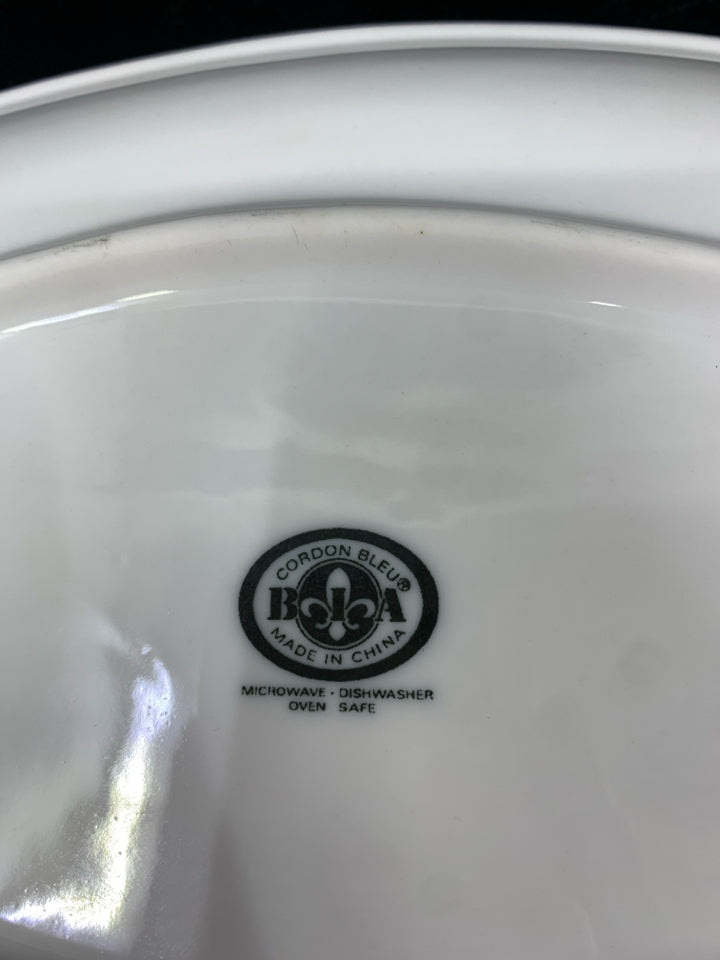 WHITE OVAL SERVING PIECE W/ EMBOSSED ASPARAGUS.