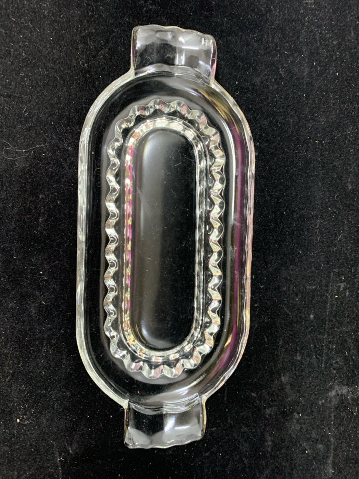 3PC VTG CLEAR SUGAR AND CREAMER W PLATE.