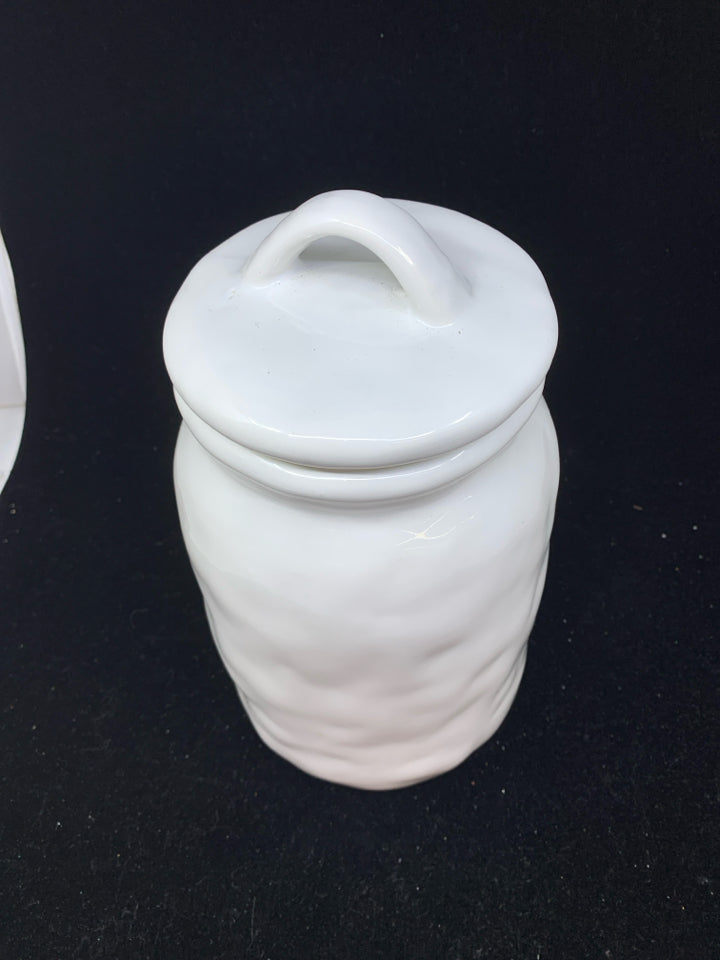 WHITE "TREATS & SWEETS" CANISTER WITH LID.