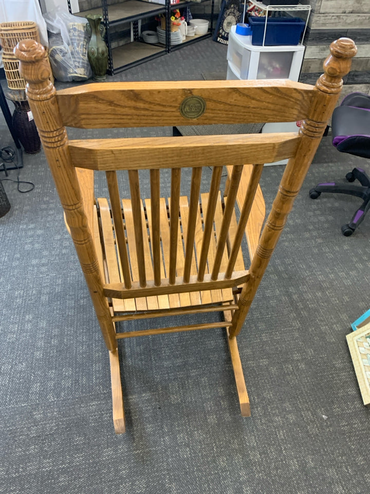 WOODEN "THE CRACKER BARREL ROCKER" 47"H X 27"W X 35"D   SH: 19"