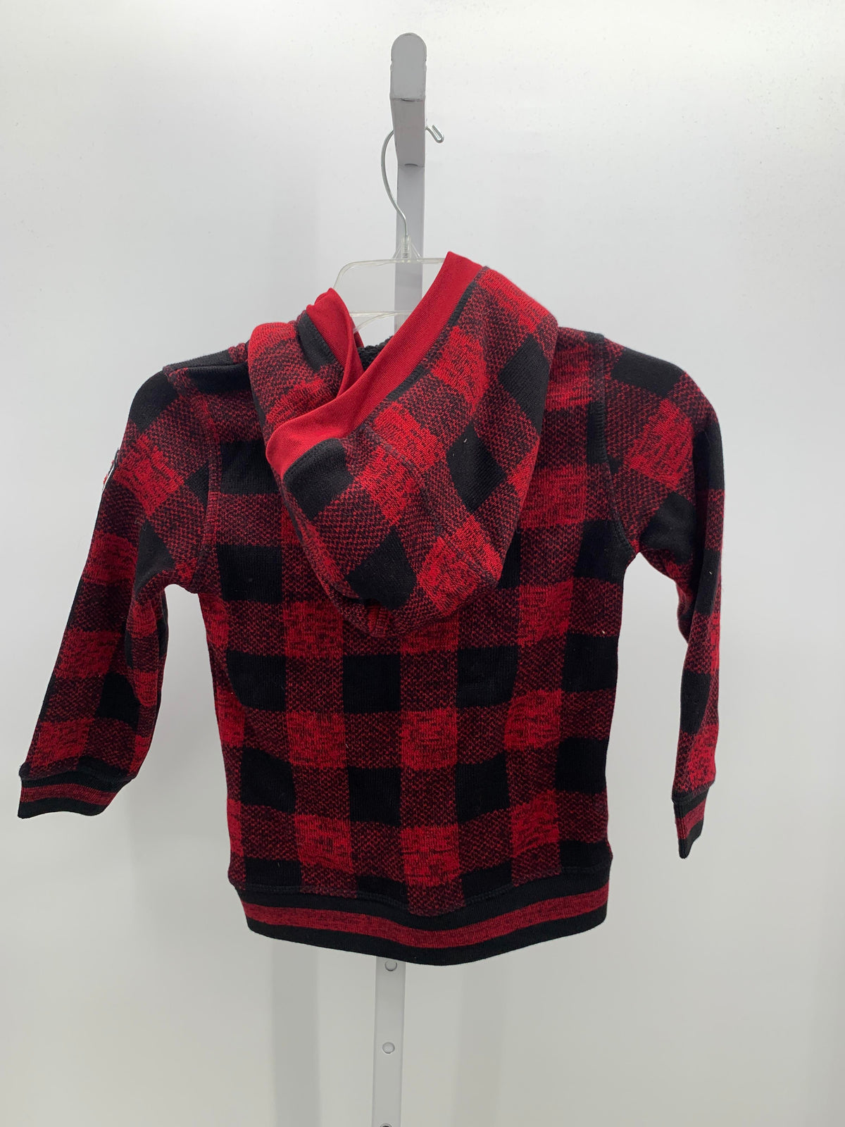 HOODED BLACK PLAID SWEATER JACKET.