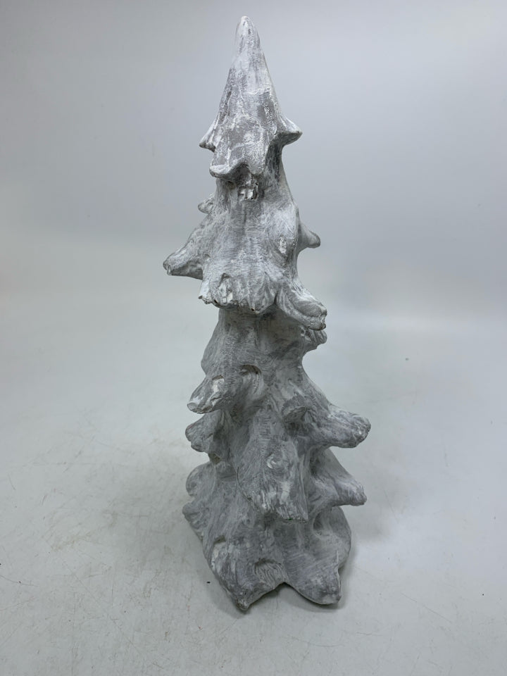 RESIN WHITE WASHED ABSTRACT TREE.