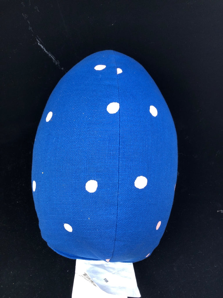 DARK BLUE W/ PINK POLKA DOTS EGG PILLOW.