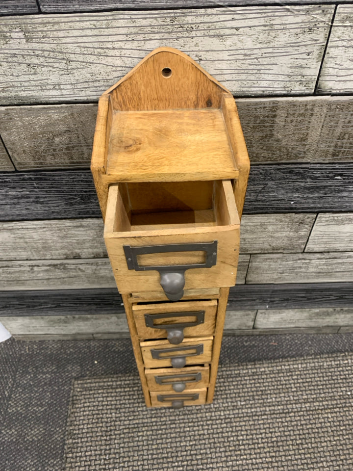 PRIMITIVE 6 DRAWER HANGING CARD BOX.