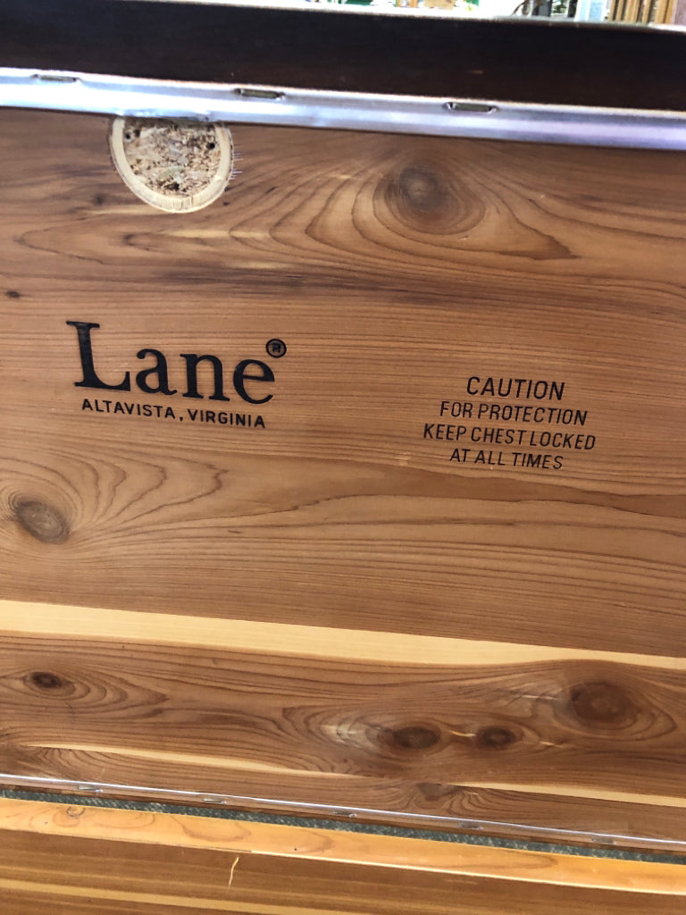 LANE DARK WOOD CHEST WITH SLOW CLOSE HINGE (NO LOCK) *MINOR SCRATCHING.