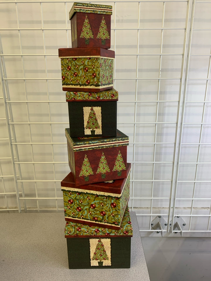 6PC NESTING CHRISTMAS BOXES.
