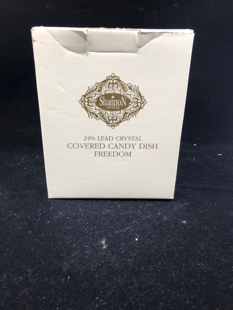 NIB COVERED CANDY DISH FREEDOM.