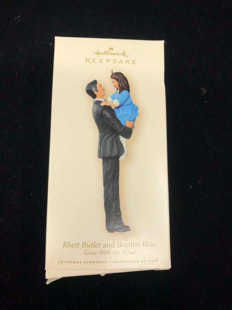 HALLMARK RHETT BUTLER AND BONNIE BLUE ORNAMENT IN BOX.