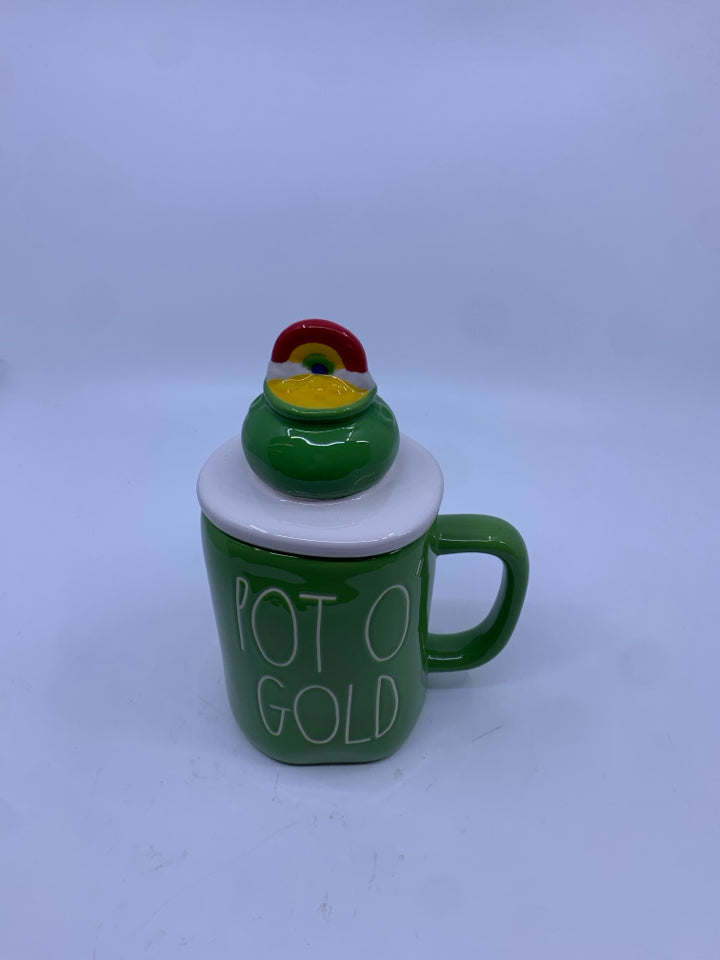 RAE DUNN POT O' GOLD MUG W LID.