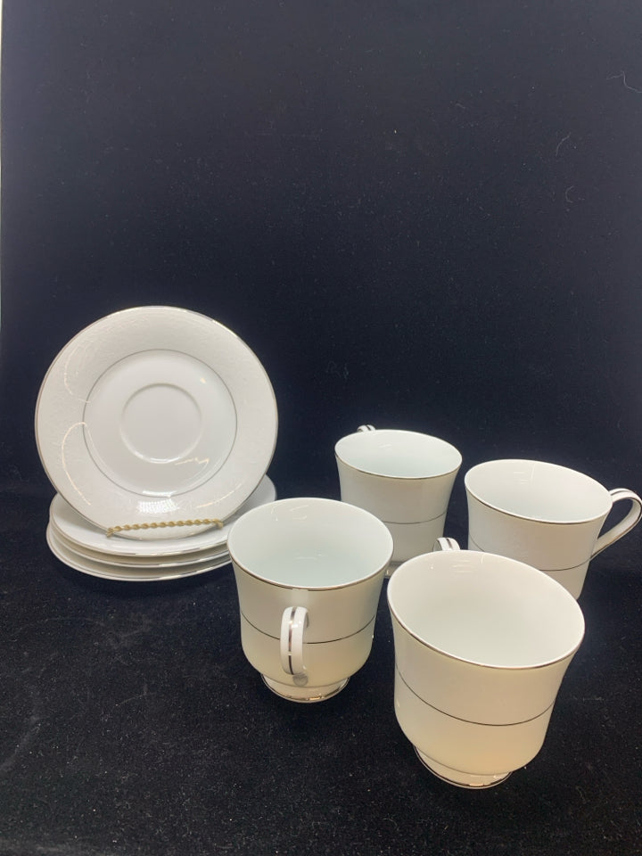 8PC LACE POINT TEACUP AND SAUCER SET.