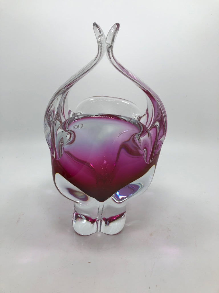PINK ENCASED ART GLASS BOWL.