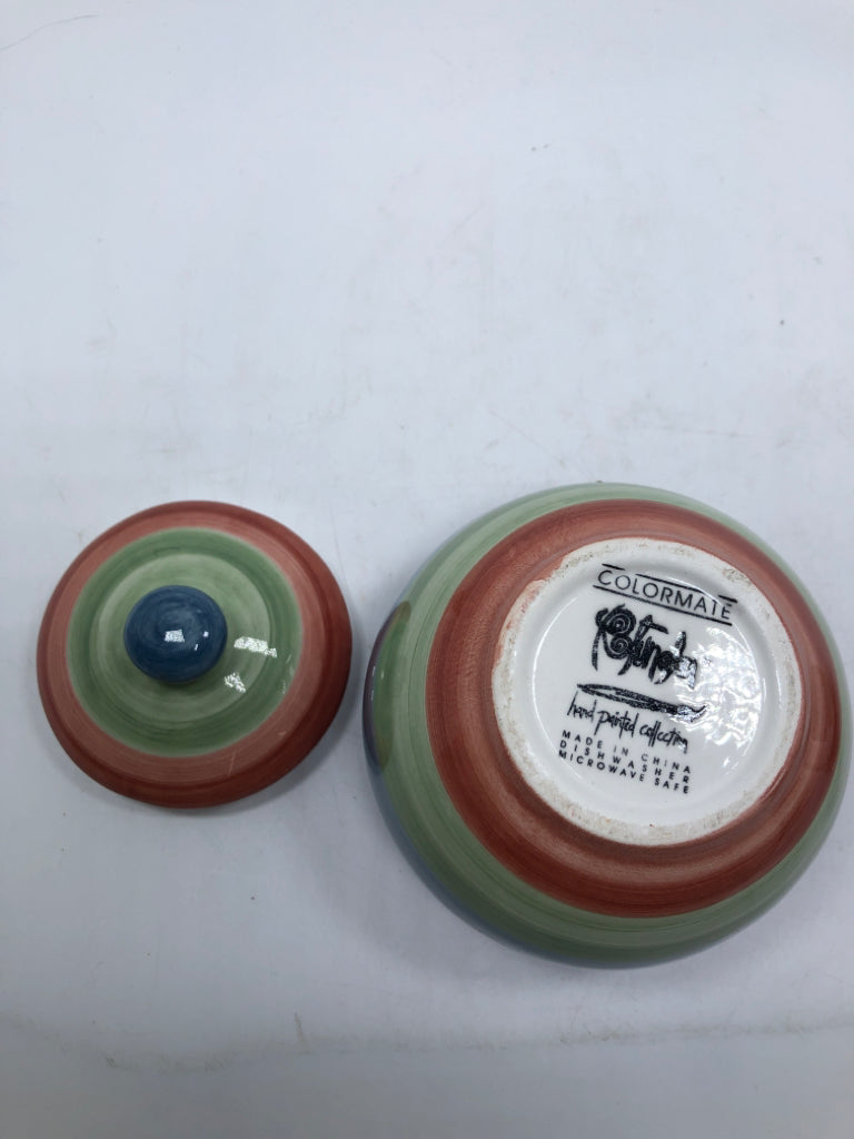 COLORMATE ROTUNDA STRIPED CREAM & SUGAR SET.