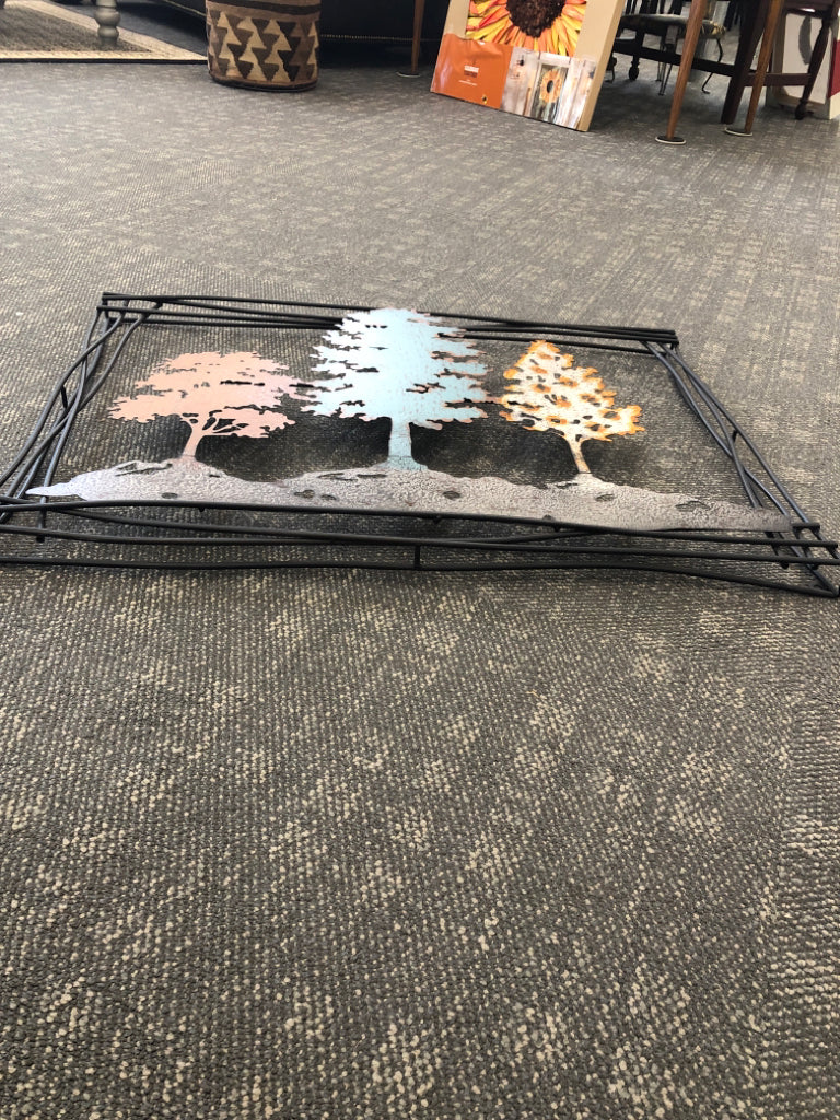 3 METAL COLORED TREES WALL ART.