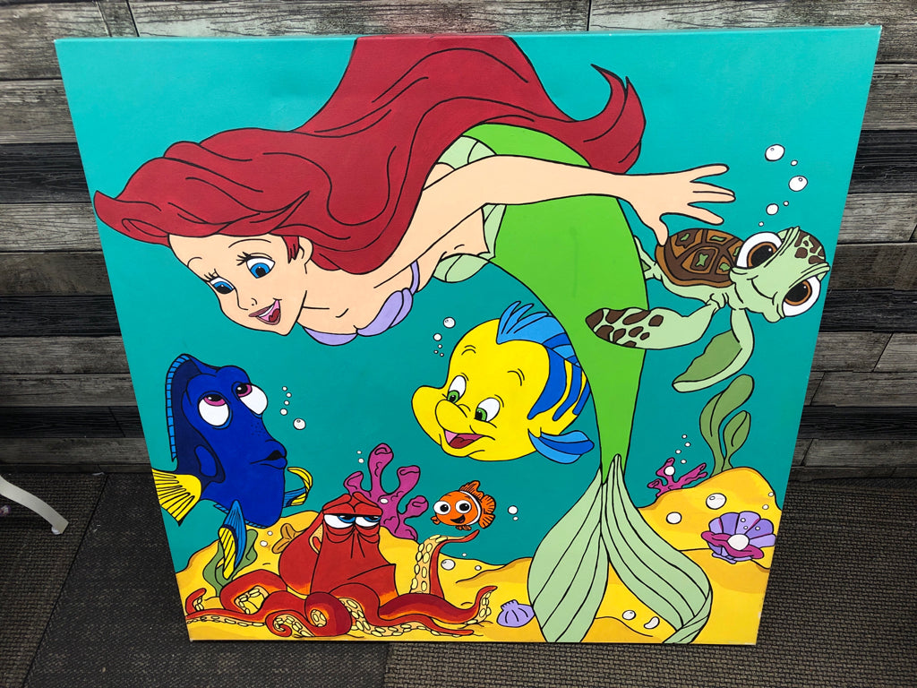 LARGE LITTLE MERMAID CANVAS WALL HANGING.