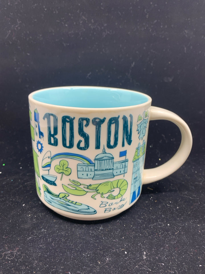 STARBUCKS GREEN BLUE BOSTON MUG.