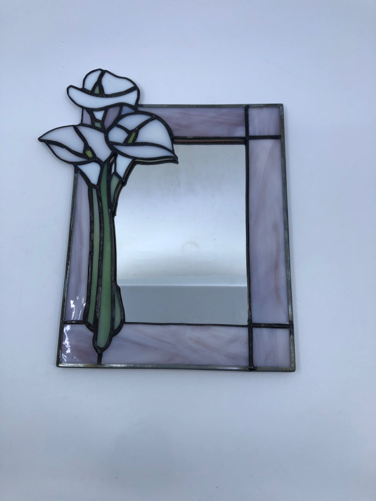 STAINED GLASS CALLA LILY MIRROR.