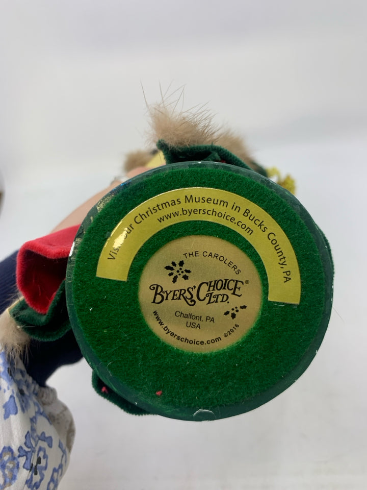 BYERS' CHOICE SANTA WITH GIFT.