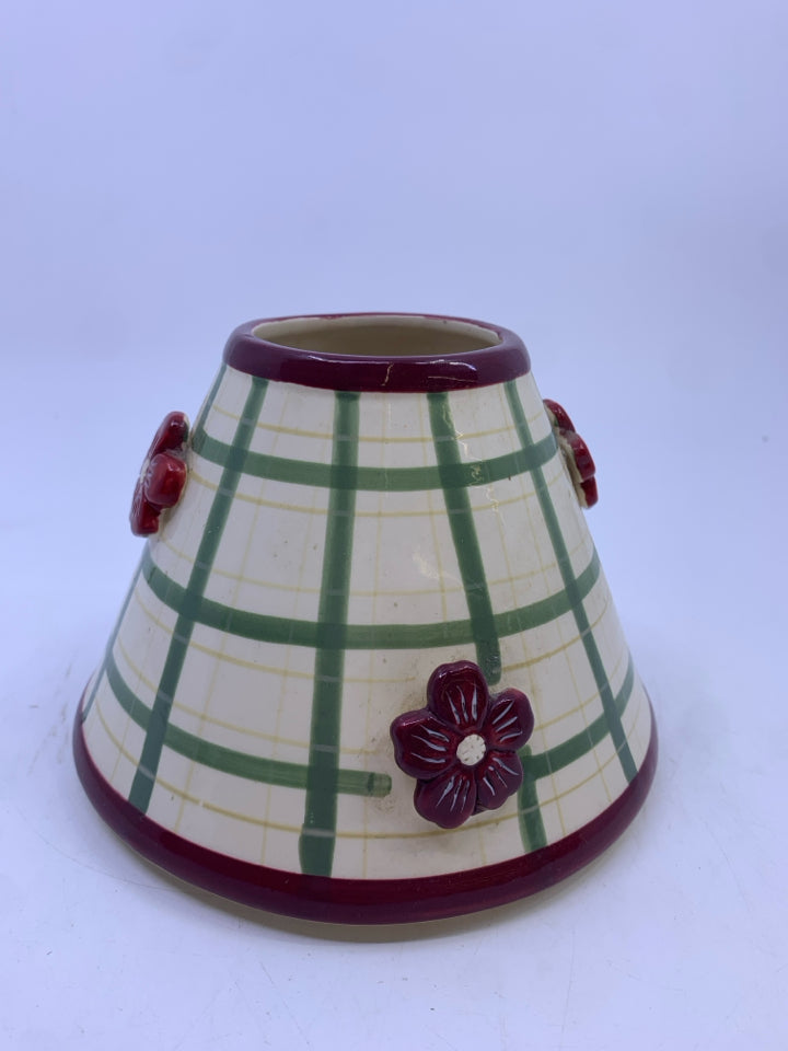 EMBOSSED FLORAL PLAID CANDLE SHADE.