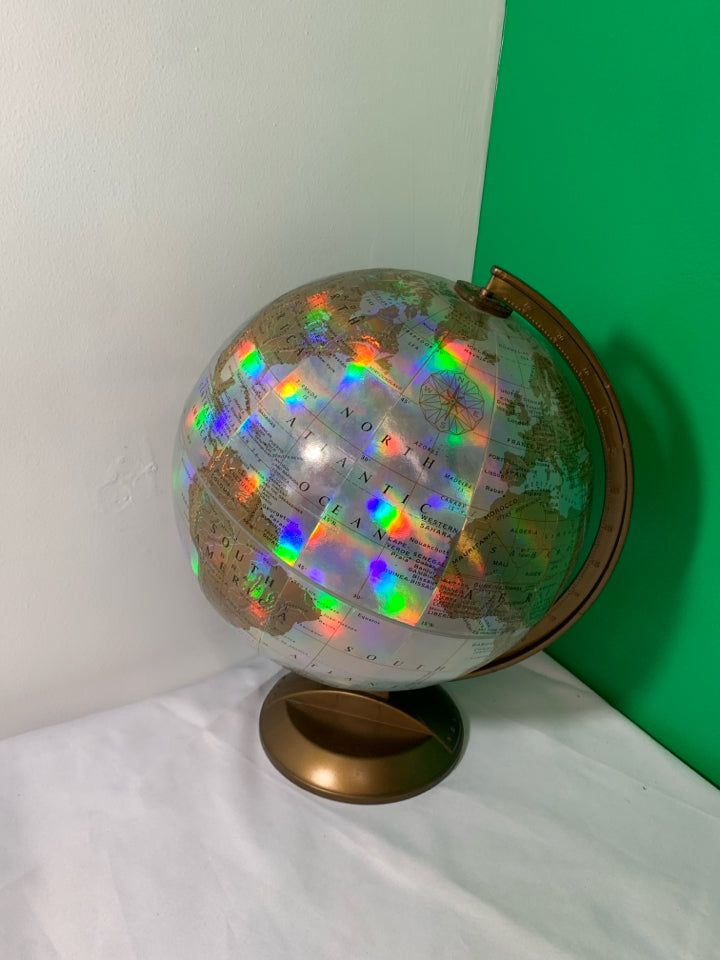 SILVER METALLIC WORLD GLOBE.