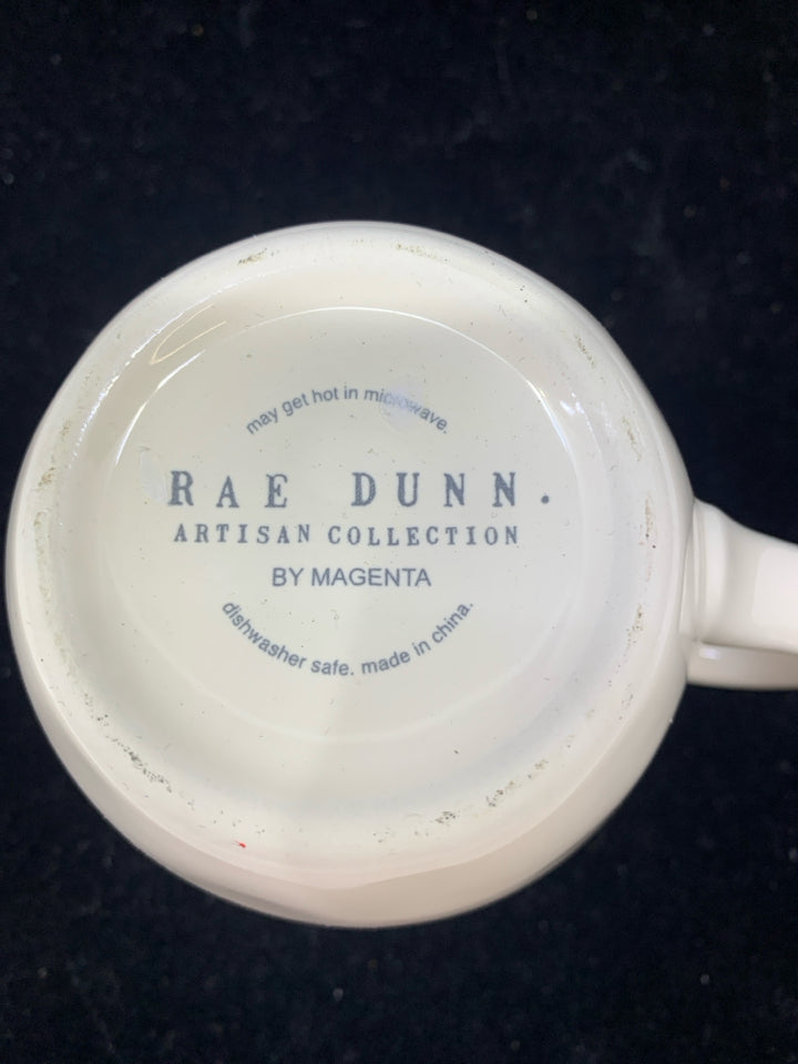 WHITE W/ RED CHEER COFFEE MUG-RAE DUNN-5"