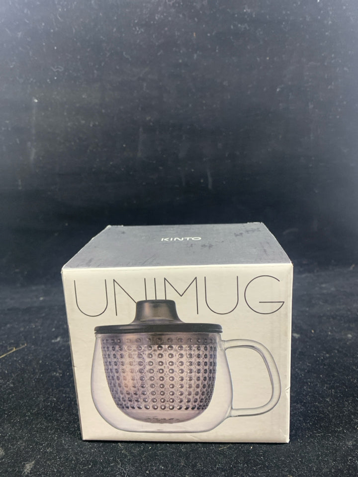 NIB KINTO UNIMUG TEA INFUSER GLASS MUG.