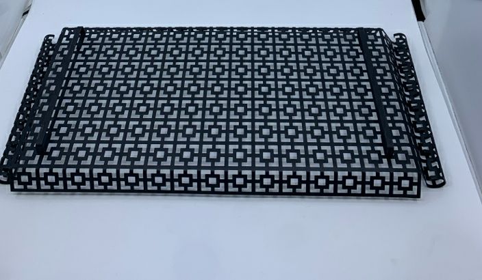 BLACK METAL SQUARE CUT OUT TRAY.