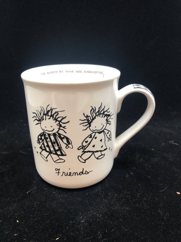 "FRIENDS" B&W DOODLE MUG.