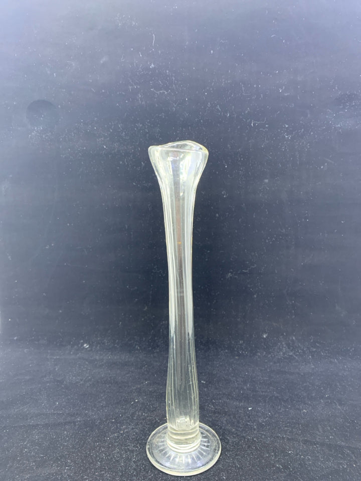 SKINNY CLEAR GLASS BUD VASE.