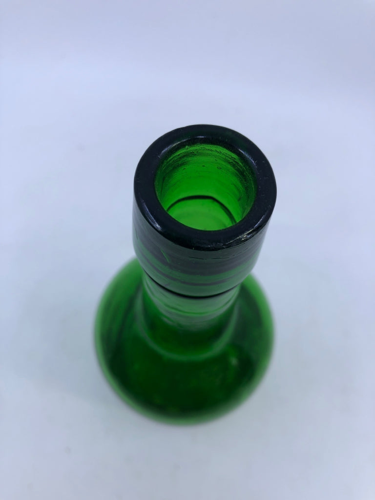 GREEN GLASS EMPTY BOTTLE.