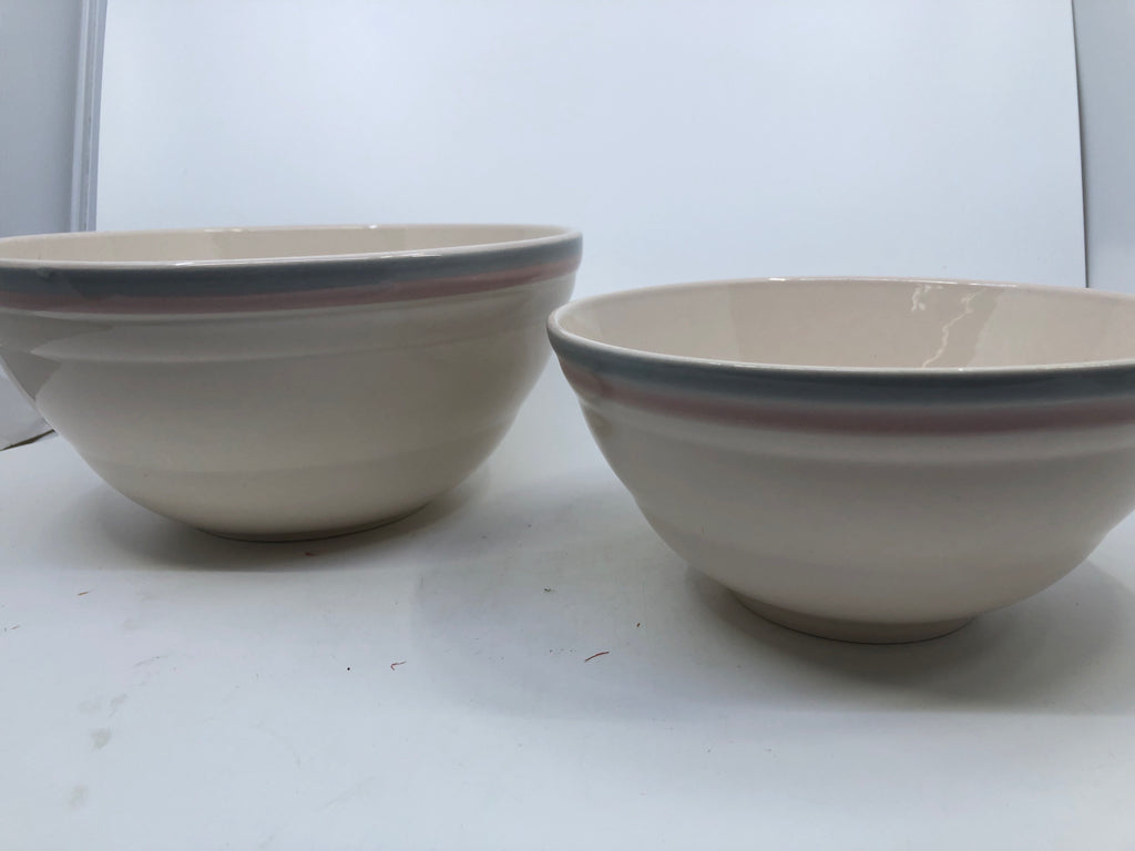 2 PINK AND GREY PFALTZGRAFF NESTING MIXING BOWLS.