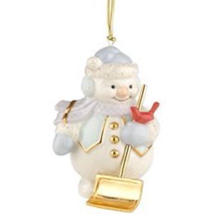 Lenox Snowman Shoveling Snow Porcelain Ornament.