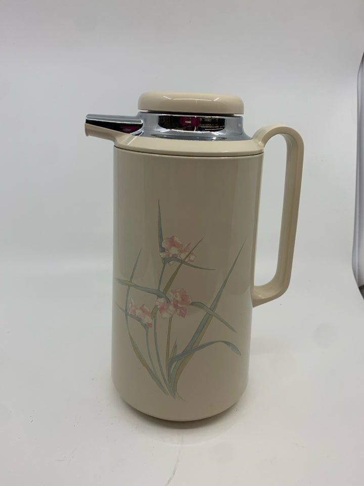 VTG COFFEE CARAFE W PINK FLORAL.