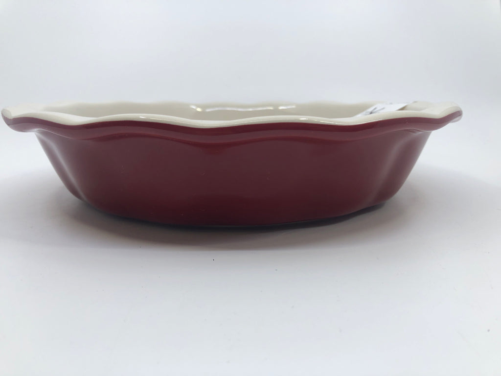 NEW PIE PLATE STONEWARE RED BOTTOM.