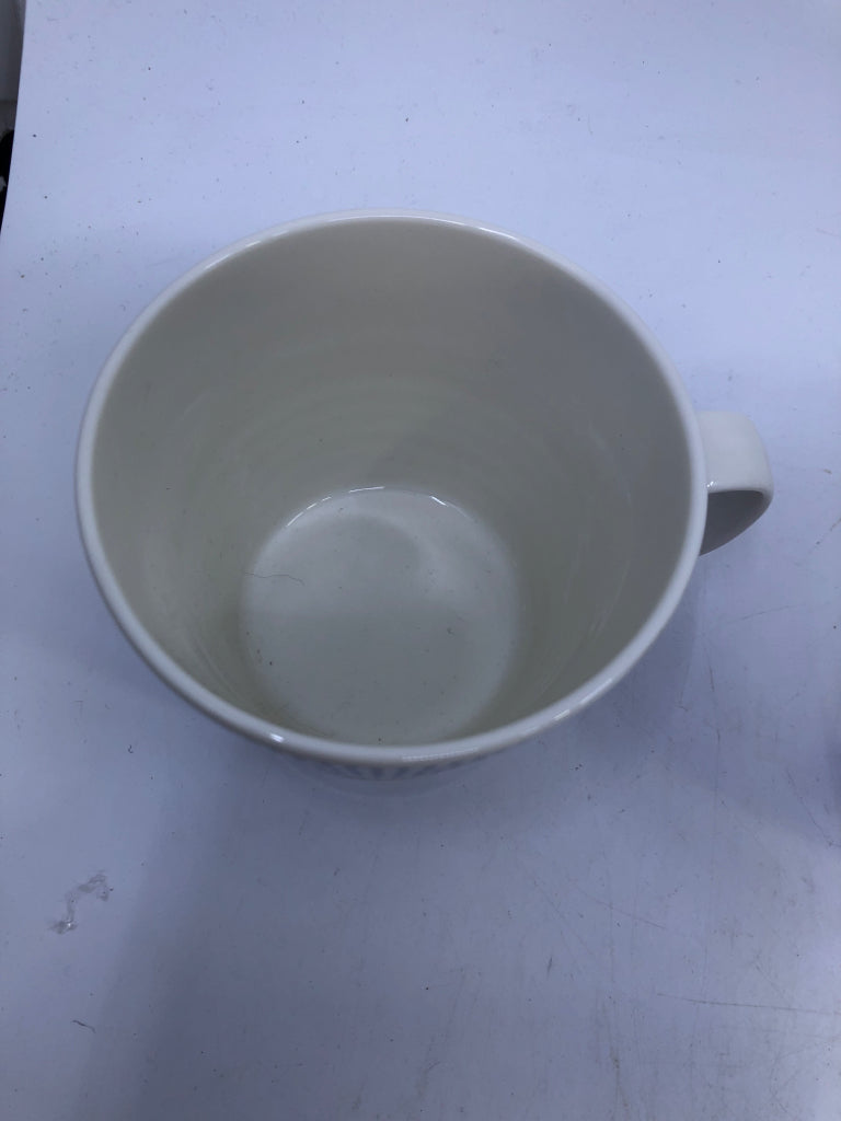 6 BLUE WHITE DOTS/SPATS/DEEP LINES MUGS ROYAL DOULTON PACIFIC.