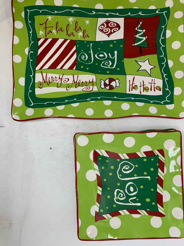 4 GREEN/RED CERTIFIED INTERNATIONAL 3 PLATES 1 PLATTER.