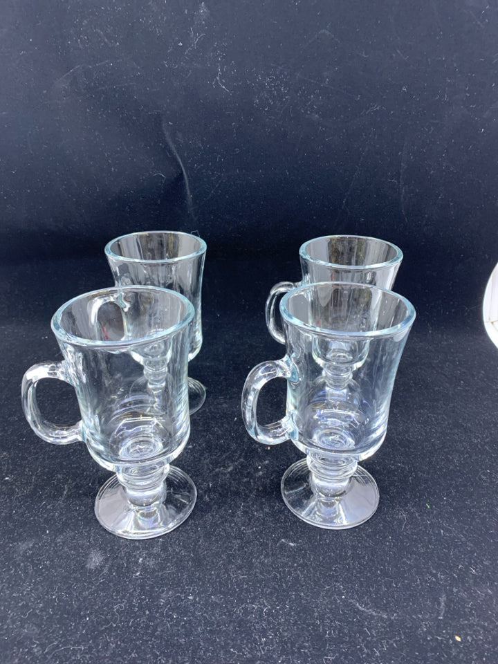 4 FOOTED IRISH COFFEE GLASS MUGS.