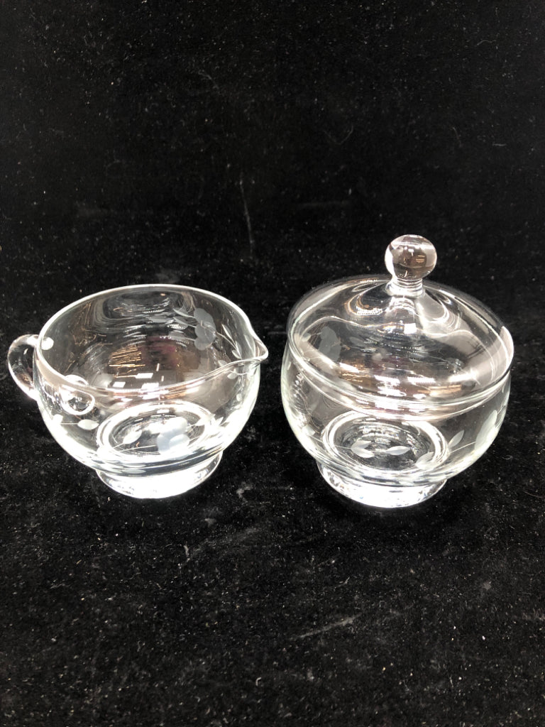 VTG GLASS CREAM & SUGAR.