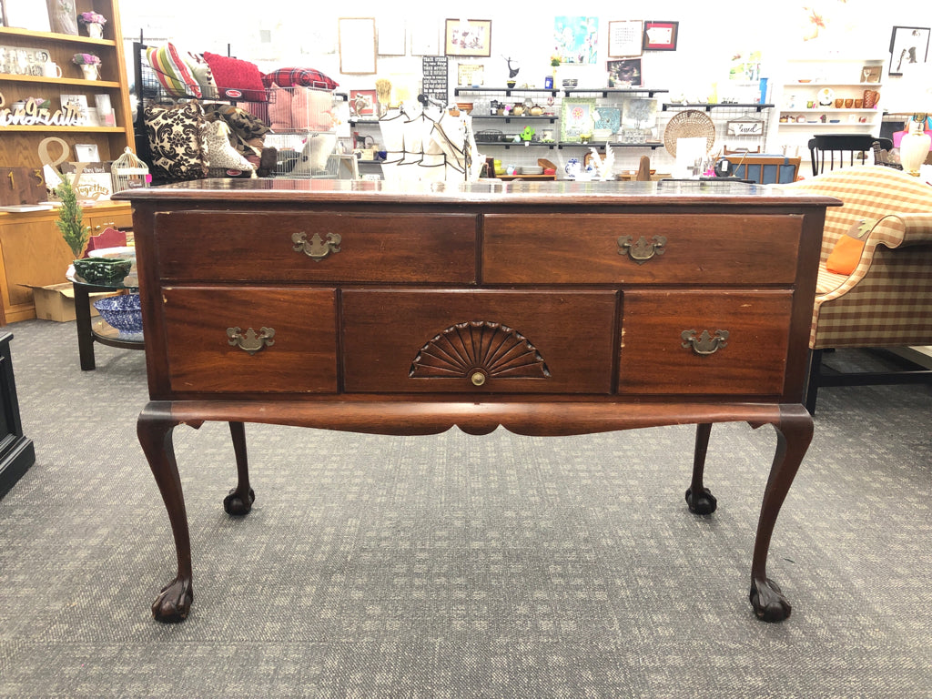 DARK WOOD BUFFET 5 DRAWERS.