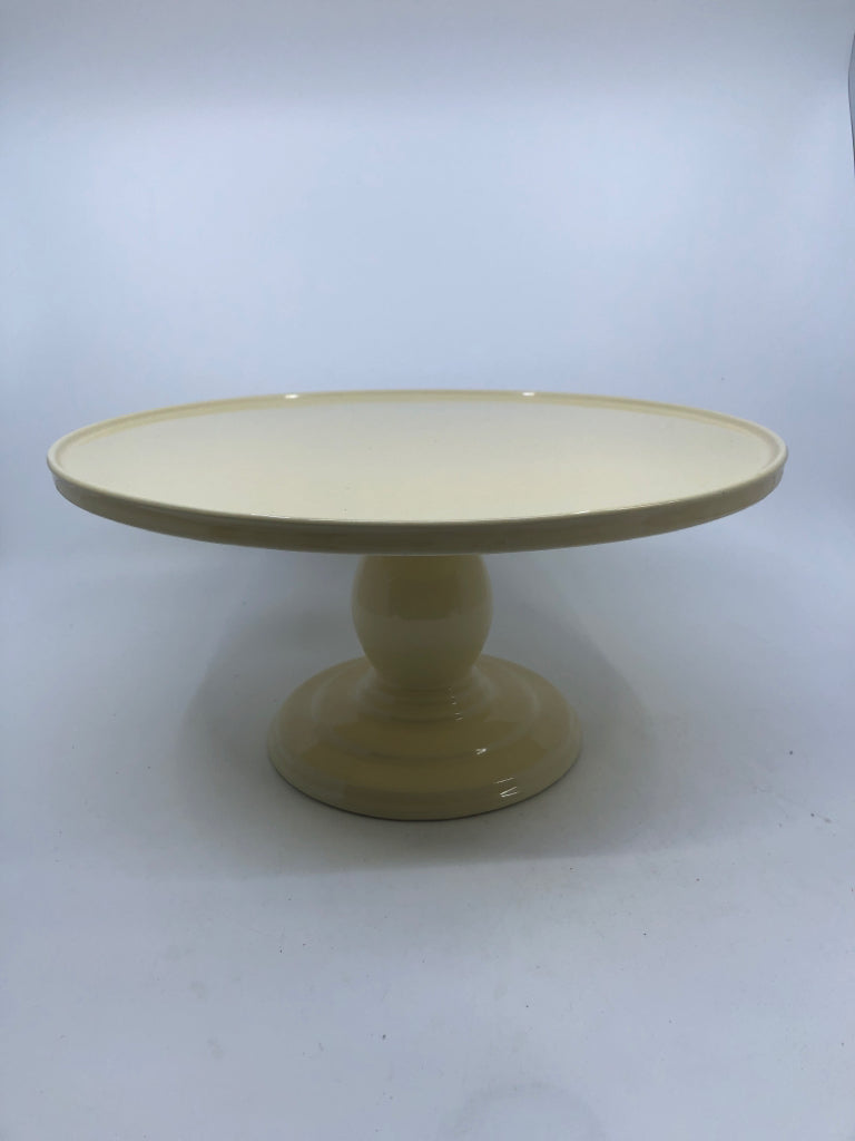 CERAMIC LIGHT YELLOW CAKE PLATE.