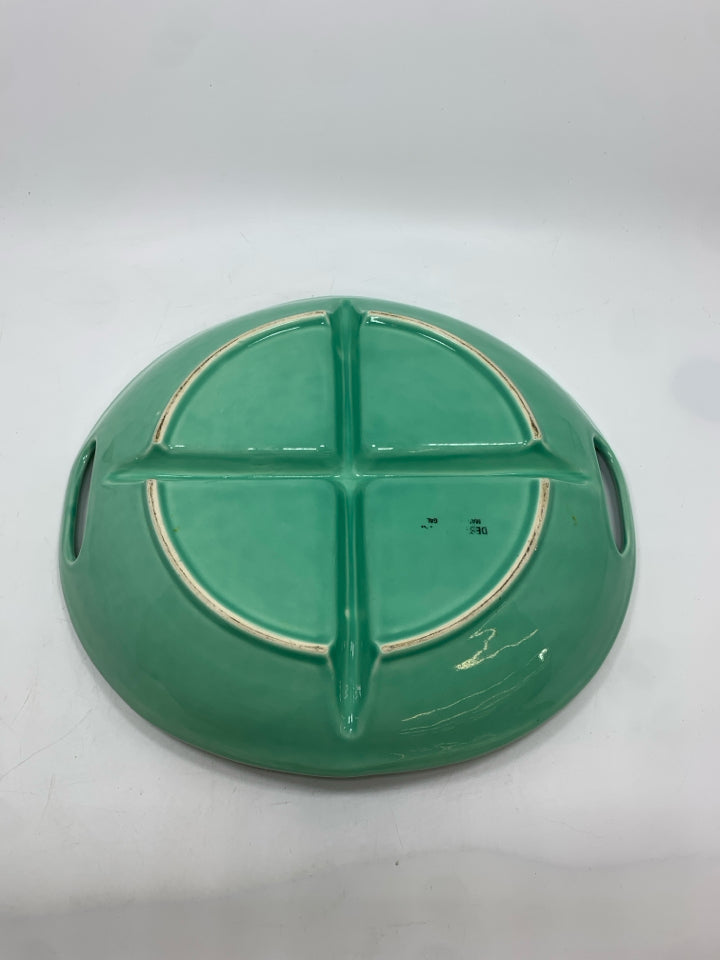 DIVIDED TEAL SERVING TRAY.