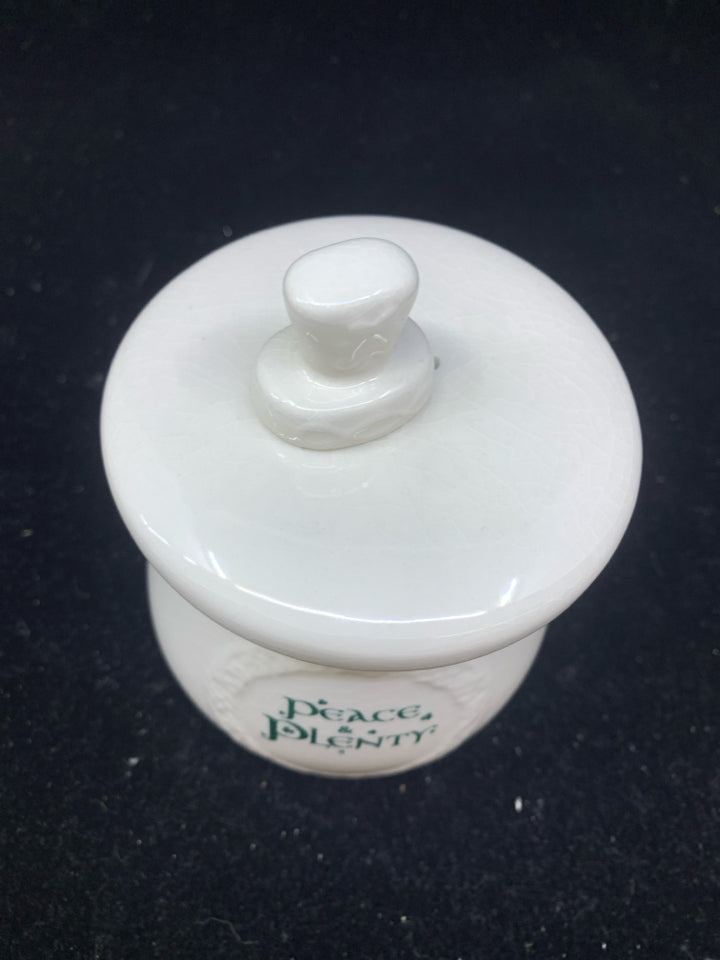 3PC PEACE PLENTY SMALL JAR W LID AND SPREADER.